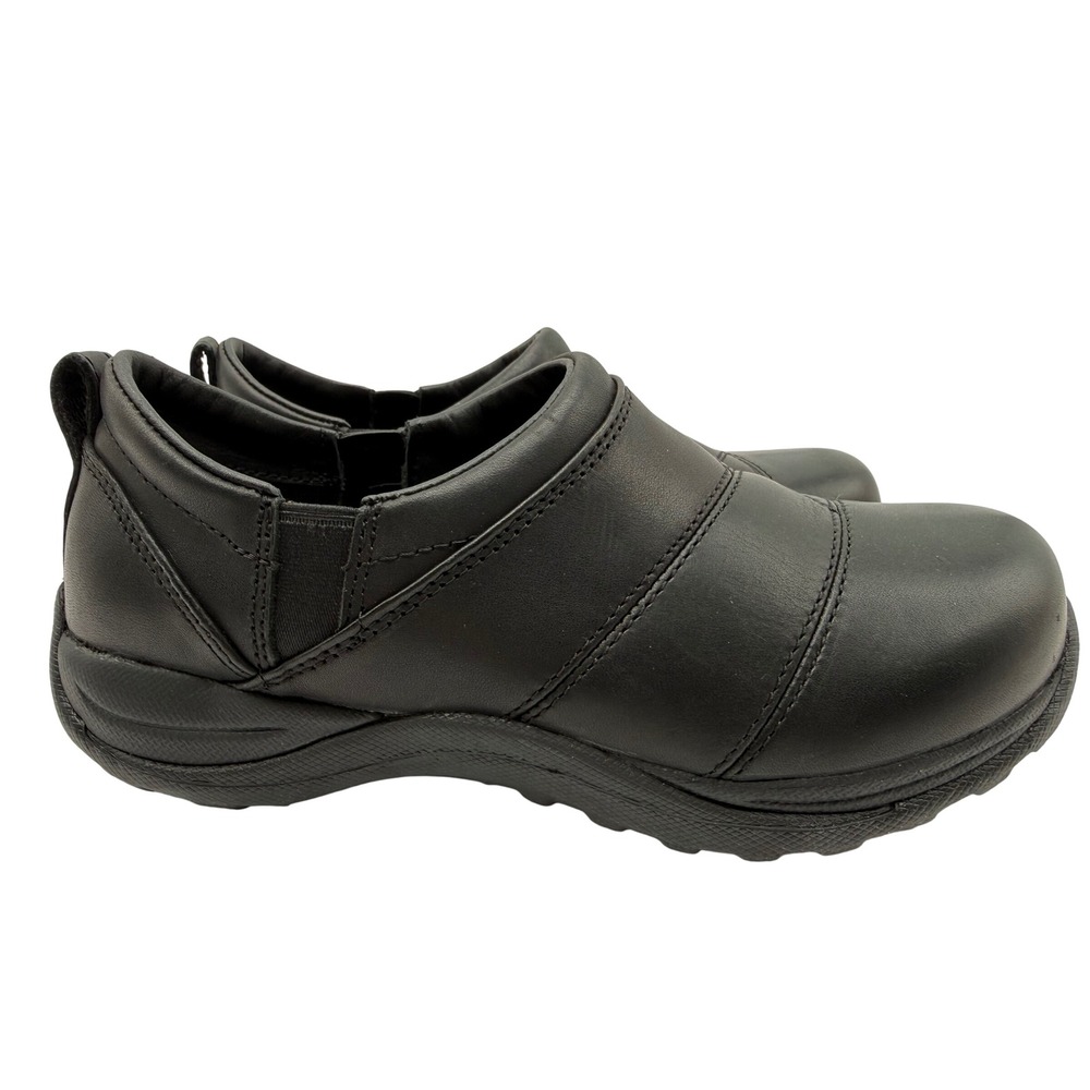 L.L. Bean Slip On Shoes Womens 8 Wide Black Excellent Leather Comfort Clogs